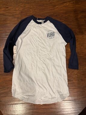 White and Navy Long-Sleeve Raglan Tee